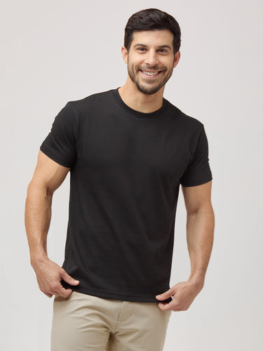 Joey is 5'7" and wears M Short # Best Black Tees | Crew Neck Collection