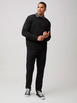style with the long sleeve button up underneath # Crewneck Sweatshirts | Black | Fresh Clean Threads