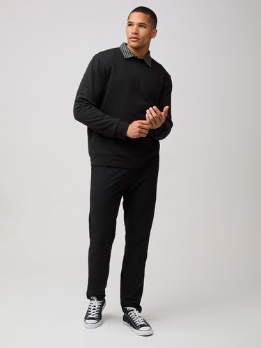 style with the long sleeve button up underneath # Crewneck Sweatshirts | Black | Fresh Clean Threads