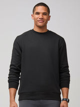 Mikah is 6'1" and wears a size medium # Crewneck Sweatshirt in Black | New Styles at Fresh Clean Threads