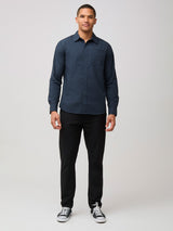 Designed for fashion, function, and comfy fun # Gingham Long Sleeve Button Up in Navy | Fresh Clean Threads