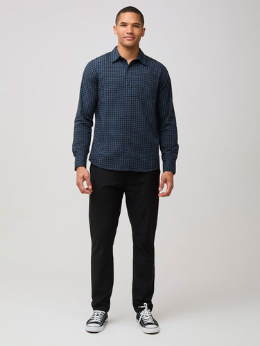 Designed for fashion, function, and comfy fun # Gingham Long Sleeve Button Up in Navy | Fresh Clean Threads
