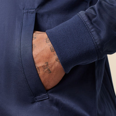 bomber jacket reversible blue ribbed cuffs