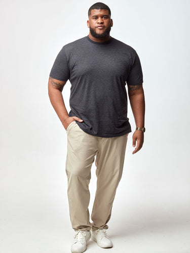 Steven is 6', 275lbs and wears a size 3XL # White & Grey 3-Pack | Subscription Crew or V-Neck Tees | Fresh Clean Threads