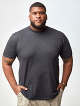 Steven is 6', 275lbs and wears a size 3xl # Charcoal Crew Neck T-shirt | Fresh Clean Threads