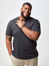 Steven is 6', 275lbs and wears a size 3xl # All Grey Tee Shirt 5-Pack | Model Size 3XL | Fresh Clean Threads