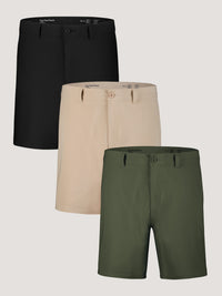 Three pairs of shorts in black, khaki, and green | Everyday Shorts 3-Pack