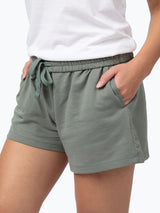 Try our relaxed-fit lounge shorts # Mercury Green Relaxed Fit Lounge Shorts for Women | Fresh Clean Threads