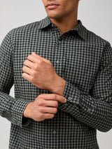 Spread collar and 2-button cuff for comfortable fit # Long Sleeve Button Up | Mercury Green Gingham | Fresh Clean Threads