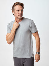 Ariel is 6'1, 175lbs and wears a size M # Heather Grey Crew T | Fresh Clean Threads