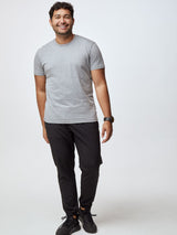 Matheus is 6', 210LBS and wears a size XL # Heather Grey Crew Neck Tee | Men's Tees | Fresh Clean Threads