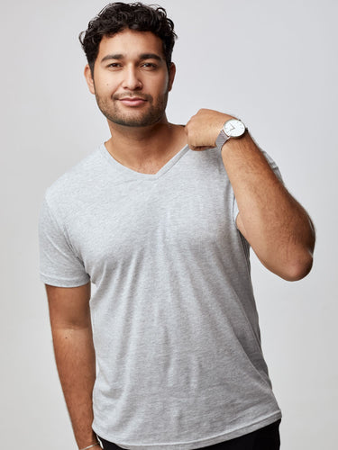 Matheus is 6', 210LBS and wears a size XL # V-Neck Tee Pack | Fresh Colors at Fresh Clean Threads