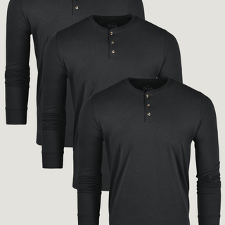 All Black Long Sleeve Henley Shirts | Modern Shirts, Flattering Fit