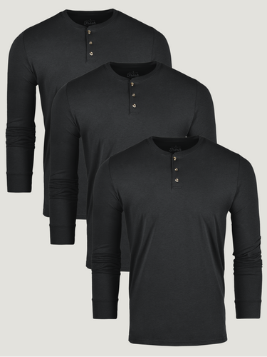 All Black Long Sleeve Henley Shirts | Modern Shirts, Flattering Fit