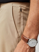 Stash Essentials Worry Free # Everyday Shorts 2.0 in Khaki | Hidden Pocket | Fresh Clean Threads