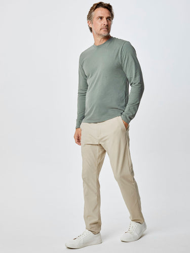 Ariel is 6'1, 175lbs and wears a size M # Mercury Green Long Sleeve Crew Neck | Fresh Clean Threads