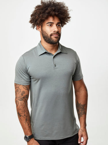 Joe is 6', 180LBS and wears a size L # Performance Polo | Mercury Green | Fresh Clean Threads