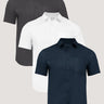 best selling short sleeve shirts in vintage black, white, and navy 