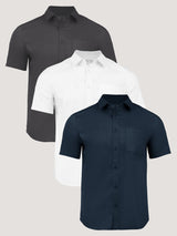 best selling short sleeve shirts in vintage black, white, and navy 