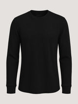 Men's Black waffle knit thermal long sleeve shirt | Fresh Clean Threads