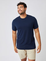 Matheus is 6', 210LBS and wears a size XL # Performance Crew Neck in Navy | VIP 3-Pack | Fresh Clean Threads Canada