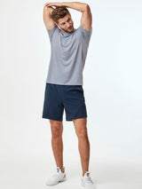 Stretch fabric moves freely for any workout # Stretch Performance Shorts | Navy Blue | Fresh Clean Threads
