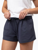 Foldable waistband with internal adjustable drawstring # 2-Pack Women's Shorts: Blue and Black | Fresh Clean Threads