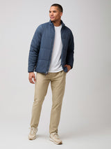 Quilted design + eco-friendly warmth # Odyssey Blue Puffer Jacket | Perfect Casual Jacket for the Fall Season at FCT