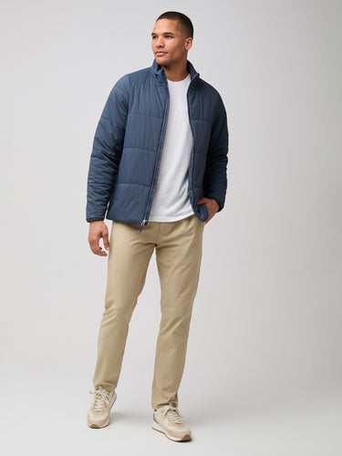 Quilted design + eco-friendly warmth # Odyssey Blue Puffer Jacket | Perfect Casual Jacket for the Fall Season at FCT