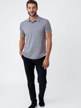 Joe is 6'2, 177LBS and wears a size L # Performance Polo Heather Grey | Motion 3-Pack | Fresh Clean Threads