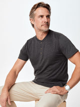Because Regular Tees Just Don't Cut It Anymore # Men's Tee | Charcoal Short Sleeve Henley | Fresh Clean Threads