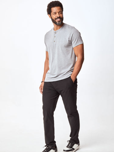 The Adaptable Henley for Every Adventure # Men's SS Henley Heather Grey | Fresh Clean Threads
