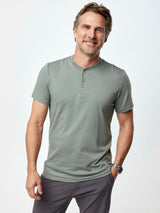 Soft on the Skin + Strong on Style # Men's Short Sleeve Henley | Mercury Green | Fresh Clean Threads