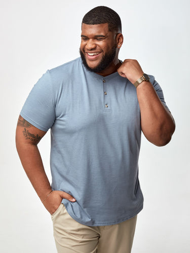 The Perfect Balance of Casual & Dressy # Men's Short Sleeve Henley Wedgewood | Comfort-Fit, Ultra-Soft, Perfect Fit