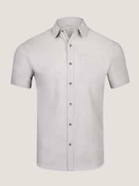 Vintage Grey Short Sleeve Stretch Button Up Shirts | Stretch fabric for easy movement