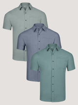 Short Sleeve Stretch Button Up 3-Pack Cool Tones | Button Ups for Men