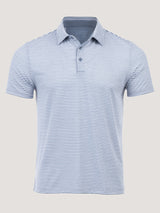 Striped Performance Polo | Wedgewood and White | Fresh Clean Threads