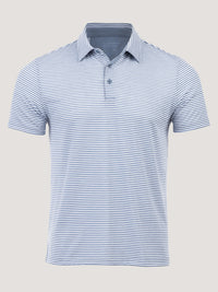 Striped Performance Polo | Wedgewood and White | Fresh Clean Threads