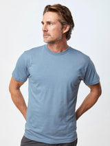 Ariel is 6'1, 175lbs and wears a size M # Wedgewood Crew Neck Tee for Men | Fresh Clean Threads