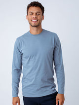 Christian is 6'5 and wears size Large tall  # Men's Long Sleeves | Wedgewood Blue | Fresh Clean Threads