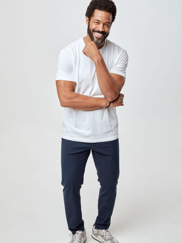 Jarrett is 6', 168lbs and wears a size M # All White 3-Packs | Fresh Clean Threads