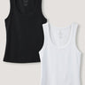 Women's ribbed tank top in white and black. soft cotton blend, 310gsm, flattering fit XS to 3X