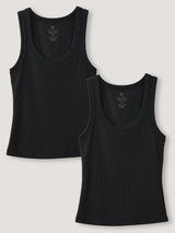 Two black tank tops - this fitted tank top is designed to hold its shape all day without clinging 