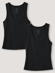 Two black tank tops - this fitted tank top is designed to hold its shape all day without clinging 