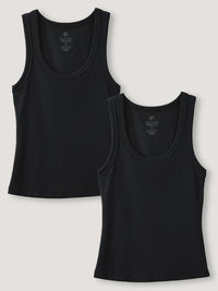 Two black tank tops - this fitted tank top is designed to hold its shape all day without clinging 