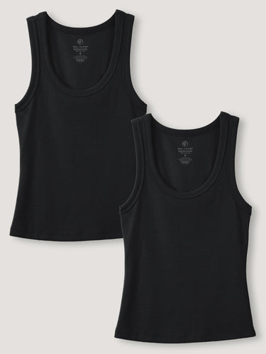 Two black tank tops - this fitted tank top is designed to hold its shape all day without clinging 