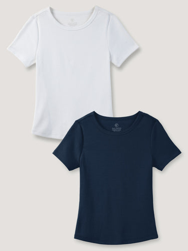 Ribbed Crew 2-Pack White & Dark Navy