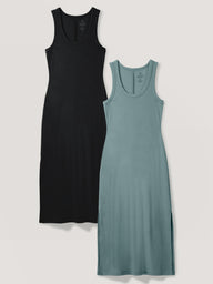 Black and teal tank dresses - soft ribbed tank dresses women XS-3X