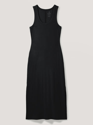 women's ribbed maxi dress in black - smooth fitted silhouette, soft fabric