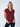 Maddy is 5'8", size 4 and wears a size S # Women's T-Shirt | Cosmic Red V-Neck | Fresh Clean Threads